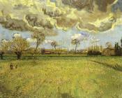 文森特威廉梵高 - 暴风雨天空下的风景